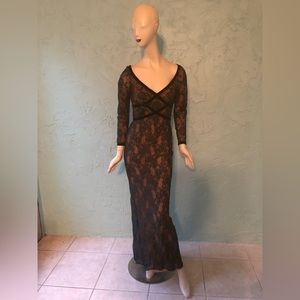 Victor Costa Designer Black Lace Gown. NWT. Size 8